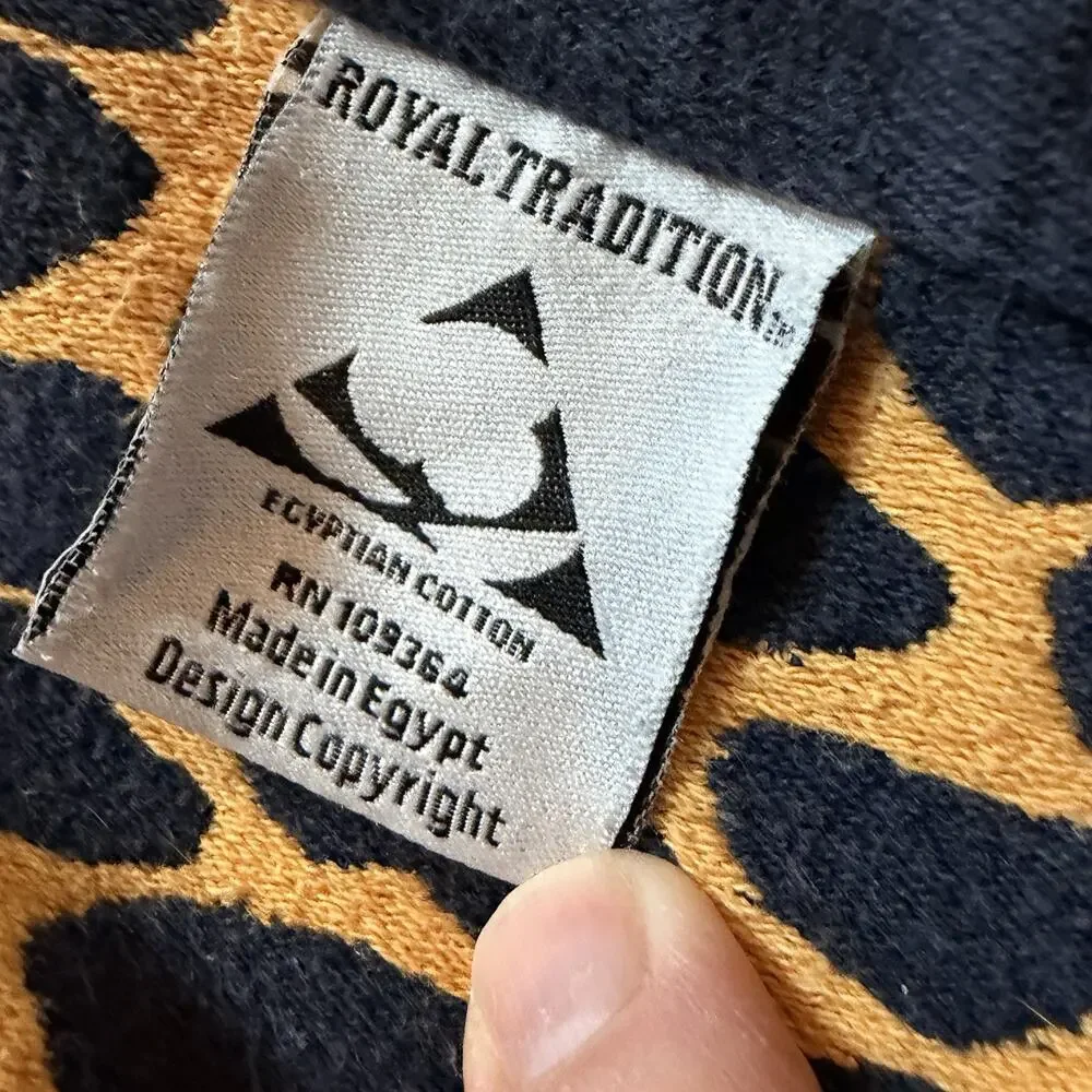 Vtg Royal Plaza Egyptian Cotton Beach Towel 35x68 Giraffe Gold Black RN109354